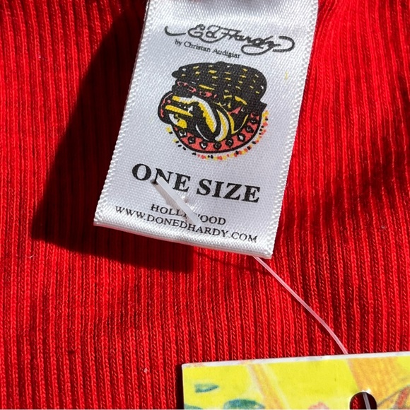 Ed Hardy Christian Audiger Graphic Tank Red Black - Picture 3 of 4